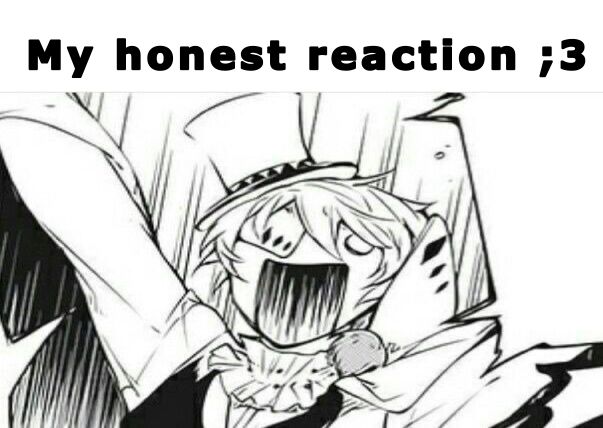 A picture in meme format of Nikolai Gogol screaming in terror, albeit knowingly overplayed. The text above reads: My honest reaction ;3